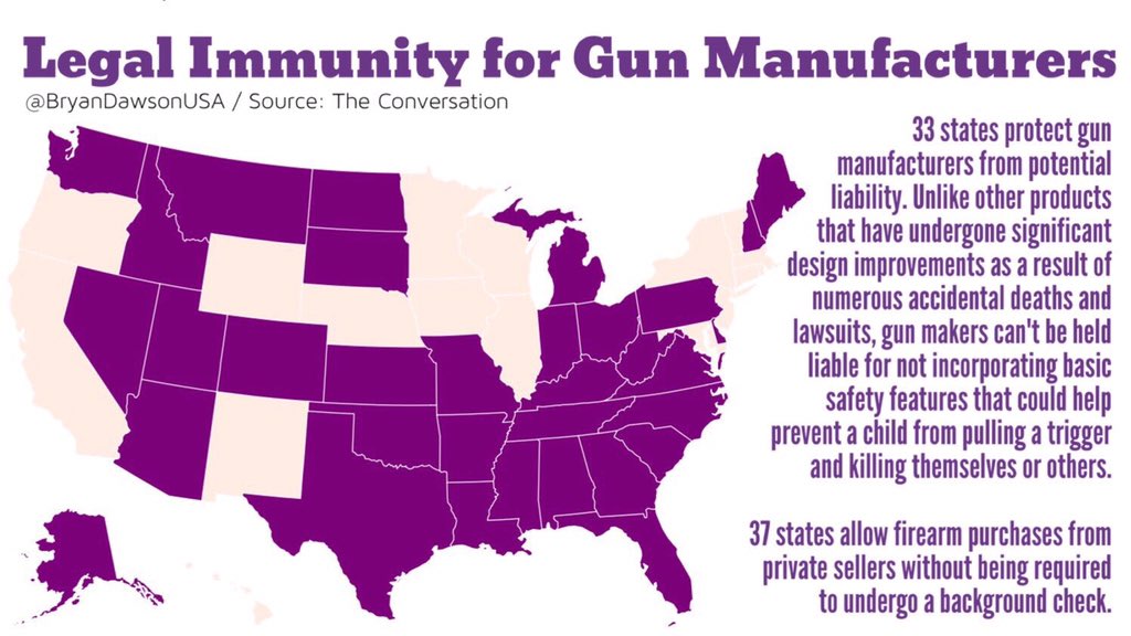 ‪8/ Think of the many products, from cars to cribs, that used tragedies to improve safety through better design. Gun manufacturers were exempted from the 1972 Consumer Product Safety Act and lawsuits are usually futile.‬<br />
<br />
‪#StonemanShooting #EnoughIsEnough #GunControl #Parkland‬