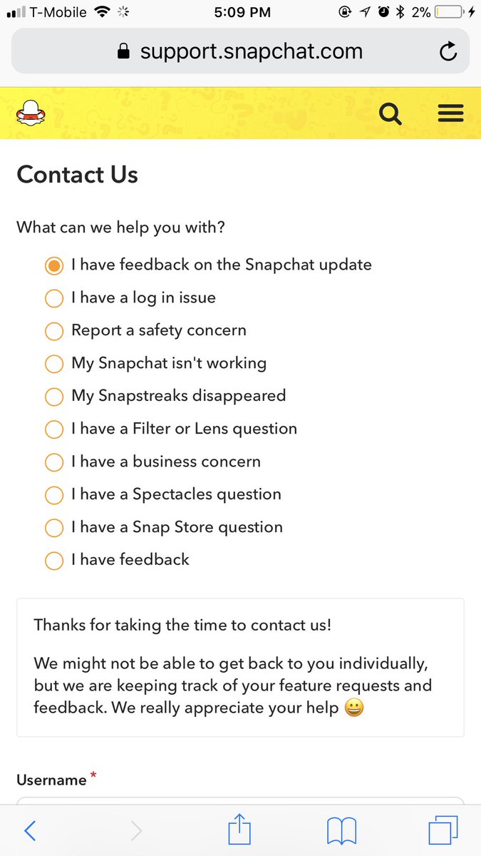 Sosavelli's tweet photo. Since everyone hates the Snapchat update so much letโs point out the easy solution. Go to their website and submit feedback #BringSnapchatBack https://t.co/N9Y7JcgSJQ