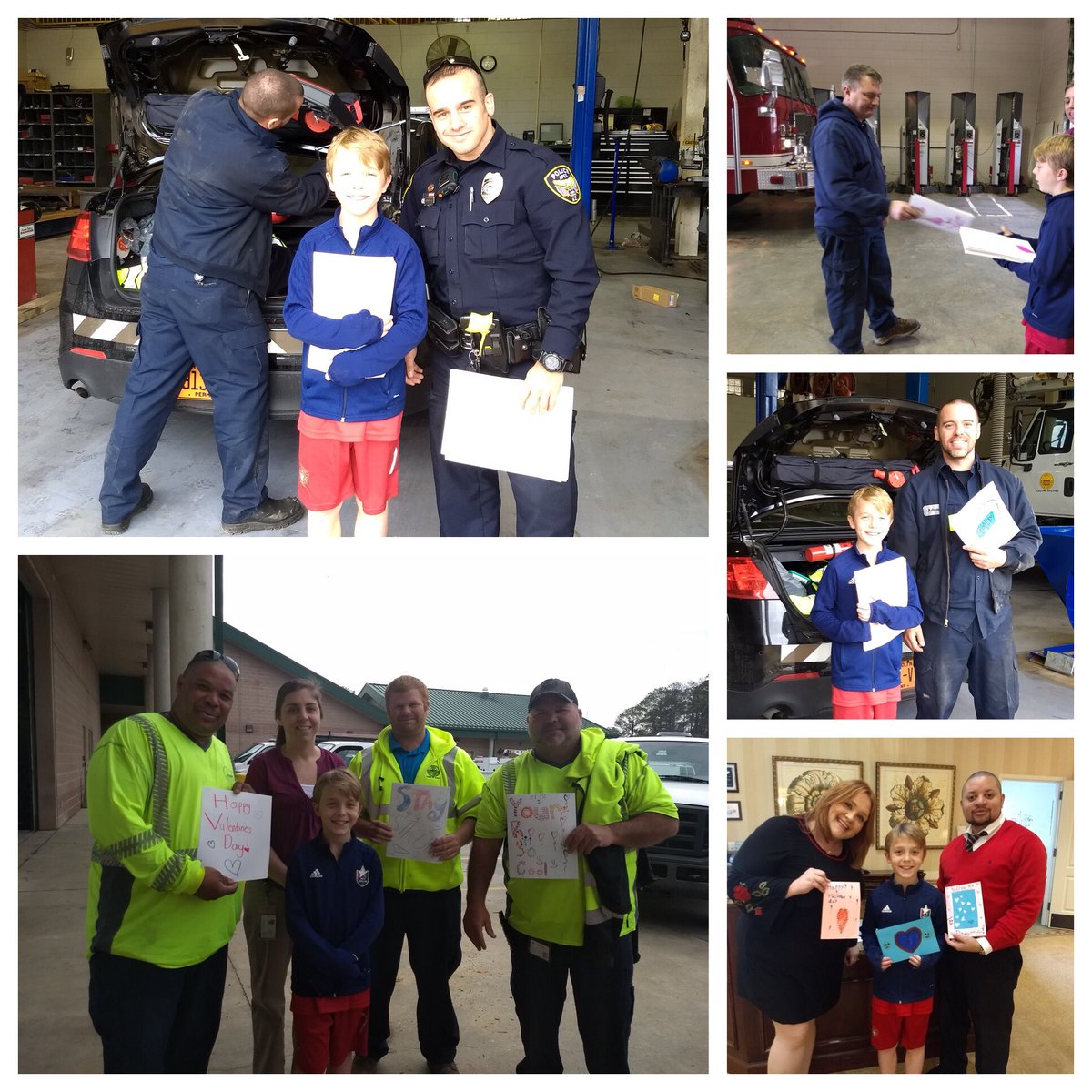 SalemElementary's tweet photo. 1 of our S leaders delivered vday cards to the apex public works dept. He got to deliver to the different departments including a mechanic for fire trucks, a mechanic for police cars, &amp; the crews that go out &amp; collect Recycling and Landscaping debris #cardsforcommunity @SWAWCPSS https://t.co/bTXtjm55oy