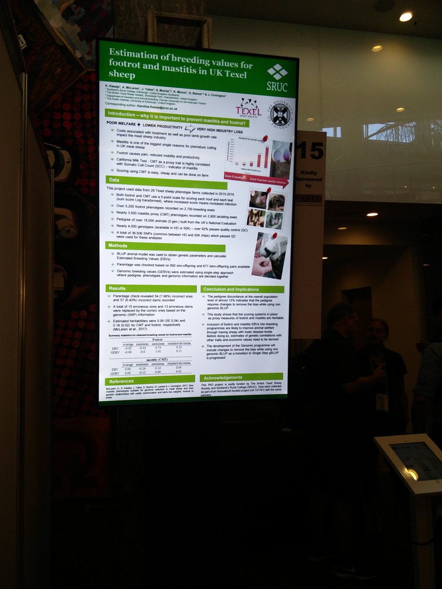 KaKaseja's tweet photo. Waiting for you at screen number 15! Estimation of #breedingValues for #footrot and #mastitis in UK #TexelSheep #WCGALP2018 #ICAR_WCGALP2018 https://t.co/z00aOE3KuU