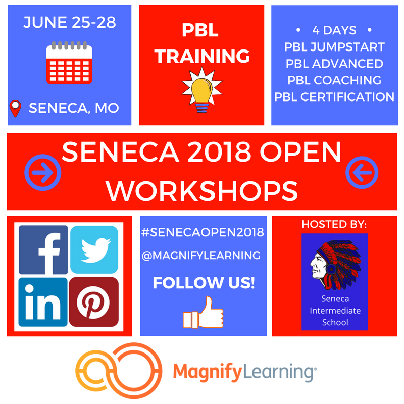 magnifylearning's tweet photo. Be a part of transforming education in Missouri! Learn the nuts and bolts of #PBL at the Seneca 2018 Open Workshop. Sign up today for our Early Registration and receive 20% OFF! https://t.co/p7gBSgjmGh @Seneca_Int @nathan_manley @SenecaSupt #moedchat https://t.co/m7sJAiRsq0