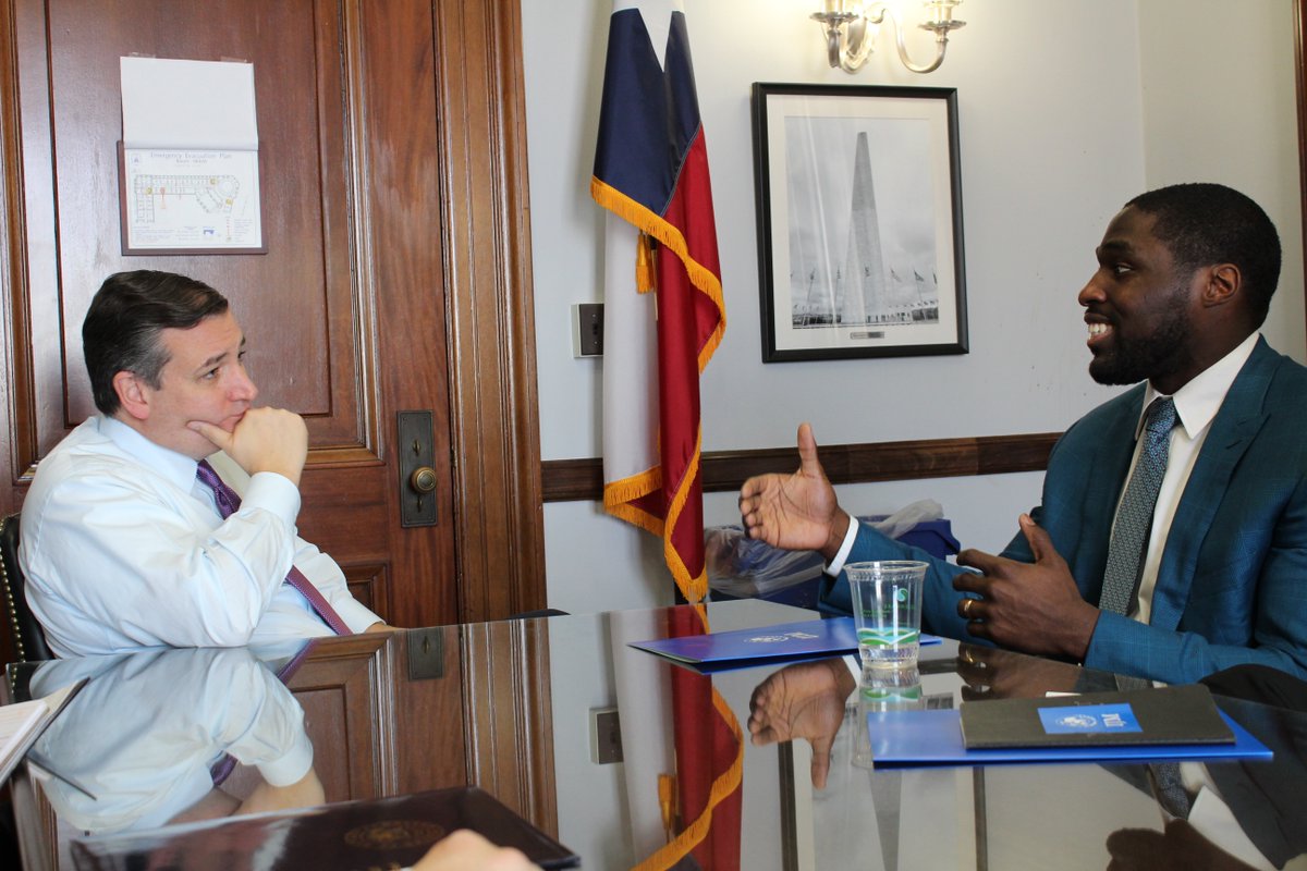 TheSamAcho's tweet photo. Had a blast hanging with @SenTedCruz today on behalf of @IJM. Enjoyed talking about to 2009 National Championship game AND the fight to #endslavery worldwide!! Thank you for your support! Glad to see you’re in the fight! https://t.co/M6YFTUoQ2O