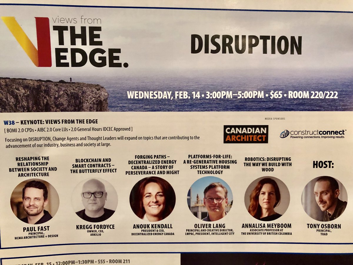 CdnArch's tweet photo. .@AnnalisaMeyboom, Associate Professor at @UBC speaking at #BuildexVancouver #viewsfromtheedge keynote session on ‘Disruption’ — Robotics: Disrupting the way we build with wood. #buildexvan https://t.co/Pvj4FMtkQF