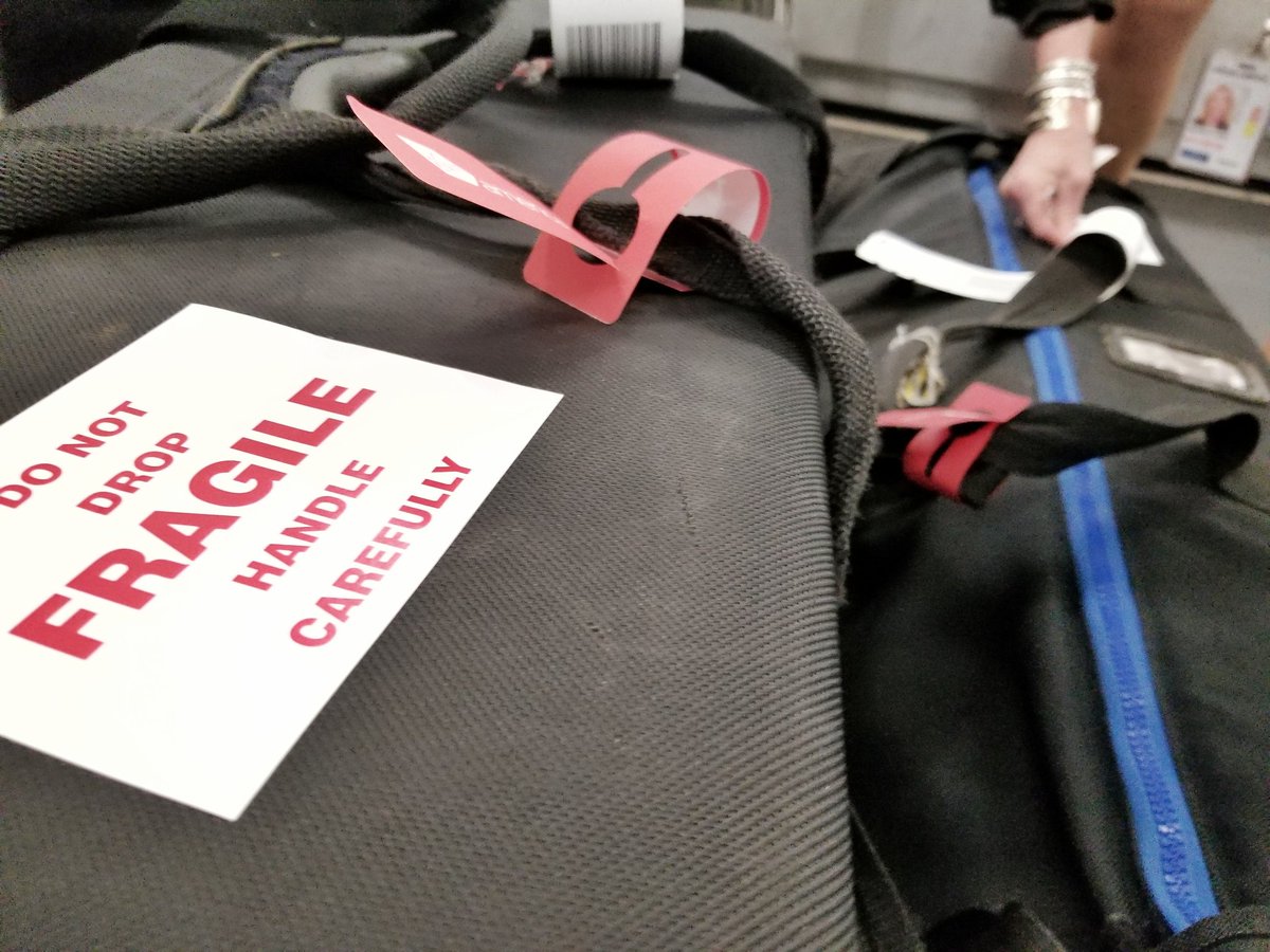 HawkeVideo's tweet photo. Woohoo! We made our flight and our cases passed the dreaded weight test. Thanks to Wiley of @highenergyvintage for the lift, and @iamgabbysv you will be happy with our airline choice! https://t.co/0i22Ajv3RV