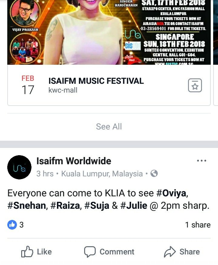 itsme_nalini's tweet photo. En ponnu @OviyaaSweetz today vara...💖💖💖💋💋
semma happy💖😍💖😍💖😍
2pm at KLIA Airport,Malaysia!💖💖
Today road show irukupa..dont miss it guys #OviyaArmy #OviyaFamily in Malaysia!😍😍😍
She will be with us ths 3 days😍💋
#90ml
#TFIWelcomesOviya
#isaifmmusicfestival
#isaifm https://t.co/vvykdjDnSY