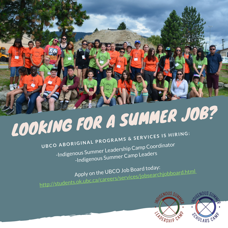UBCOindigenous's tweet photo. Work with us this summer! #UBCO Aboriginal Programs and Services is hiring
an Indigenous Summer Leadership Camp Coordinator &amp; Indigenous Summer Camp Leaders for @ISSCUBC Apply today: https://t.co/qieuC5a8z6 https://t.co/f02w9hHS5Z