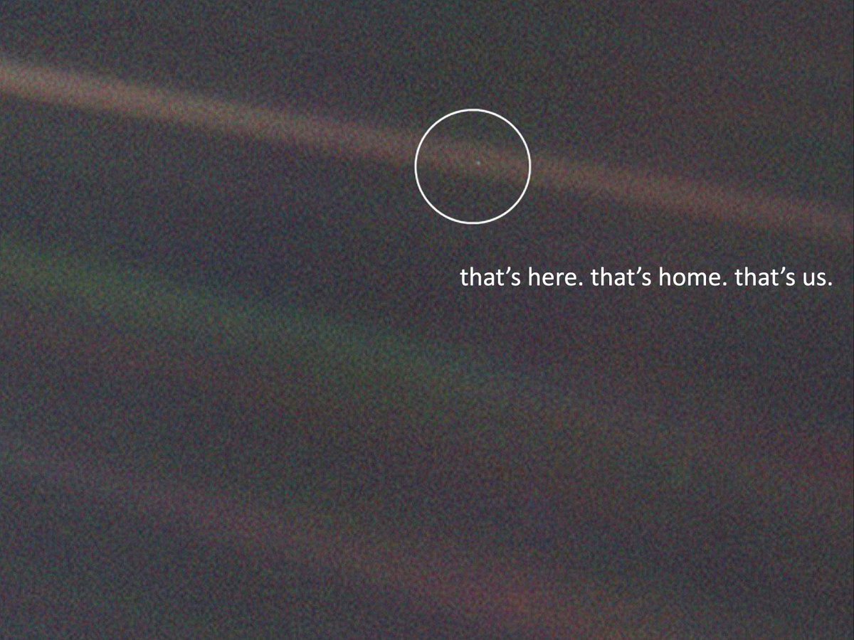 cosmosstudios's tweet photo. It was 28 years ago today that Voyager 1 looked back lovingly, a Valentine to the people of Earth. The only home we’ve ever known. #palebluedot #voyager #carlsagan #cosmos #Valentines2018 https://t.co/IqMTNlWVkG