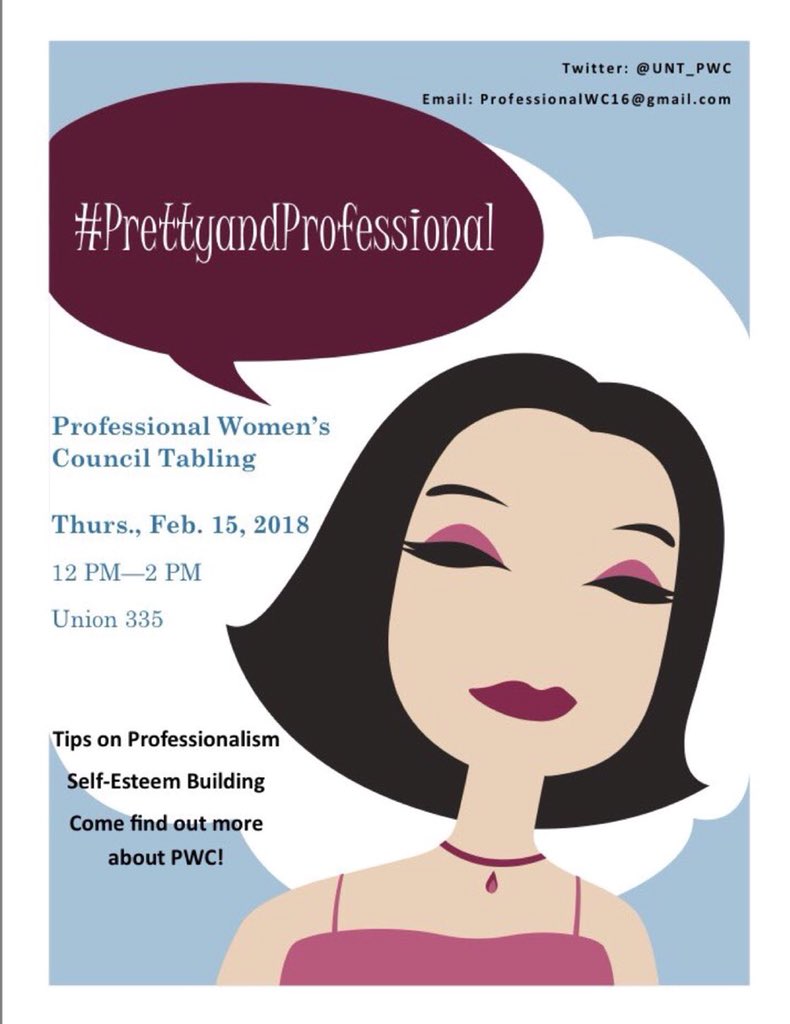 iDreamBIG32's tweet photo. @UNT_PWC will be on campus tomorrowβΌοΈπ
1) Check us out for #PrettyandProfessional π©πΎβπΌβ¨ from 12-2 in the Union (3rd floor) WE HAVE GIVEAWAYS ππ
2) Some of the ladies will be helping out with #UNTSUITUP π FREE PROFESSIONAL ATTIRE π±
Donβt miss out!!! https://t.co/G2DLW8RASb