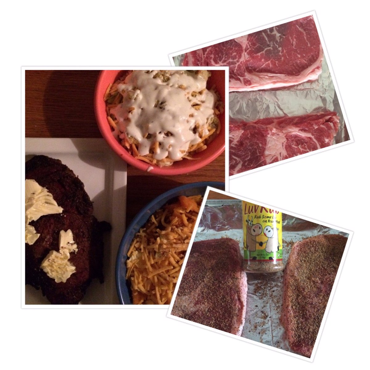 sloride64's tweet photo. Valentine dinner for the wife and I. Presentation needs work but taste was awesome! Thanks @wjwheeler54 and @FergoliciousBBQ #LuvRub https://t.co/MY2apyYznw