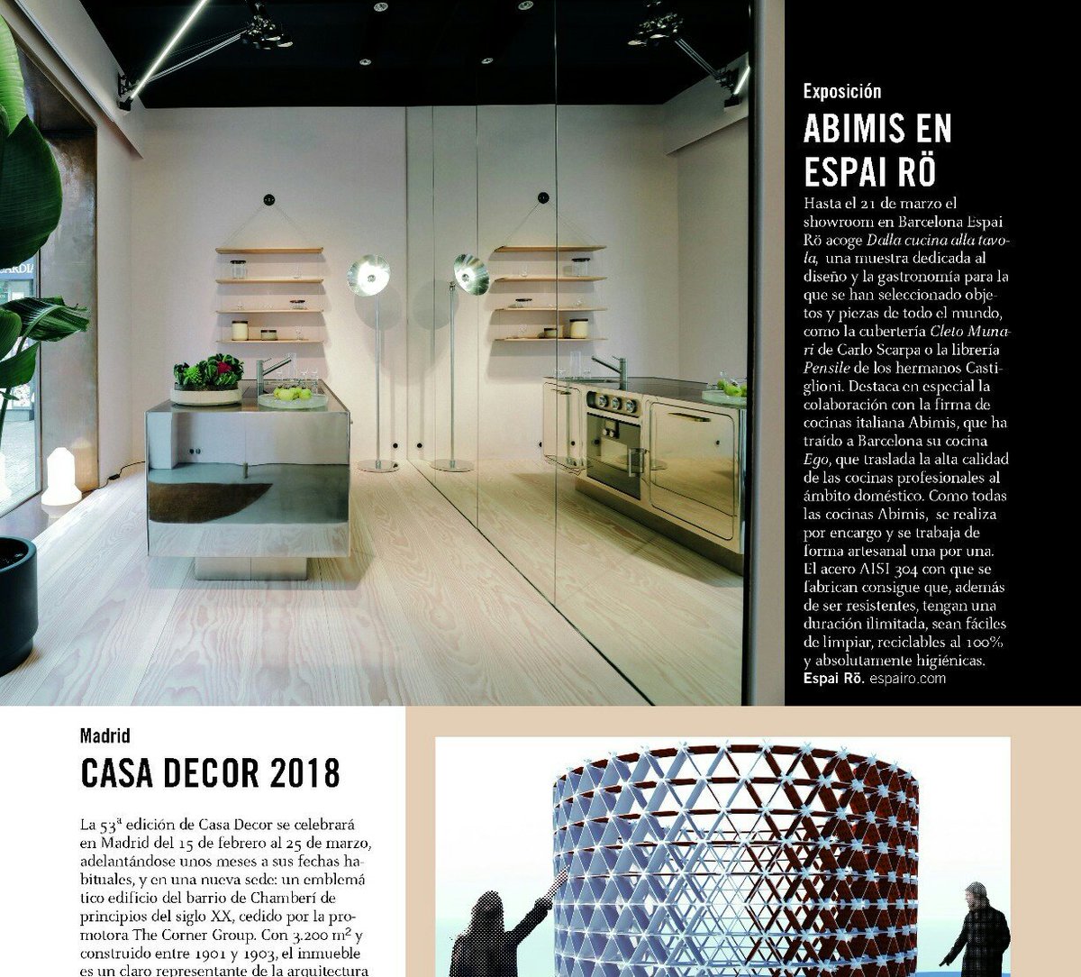 Espai_Ro's tweet photo. ¡Muy contentos! El último número de la revista @DisenoInterior1 destaca a media página nuestra expo "Dalla cucina alla tavola" Abimis en Espai Rö.

#diseño #gastronomia #cocina #kitchendesign @Abimis_cucine https://t.co/J7RYnmO38q