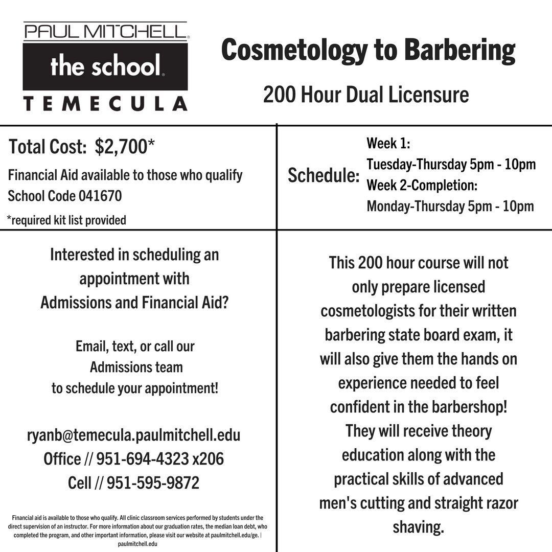 PMTSTemecula's tweet photo. ๐จNEW PROGRAM ALERT๐จWe are excited to announce we will be starting our dual licensure program on March 6th! If you are a #licensedcosmetologist wanting to become a #barber this is the program for you #masterbarber #duallicense #pmtstemecula #barbers
Can you post this tonight? https://t.co/gahgXVQywW