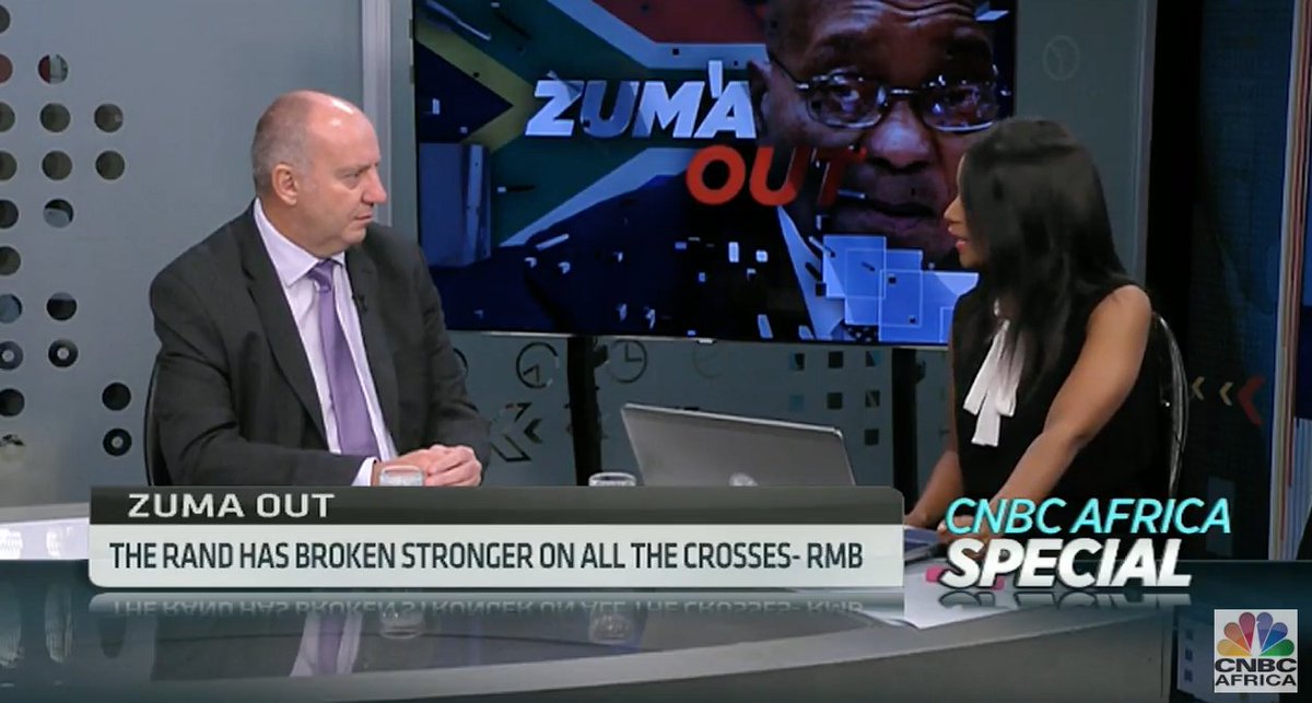 cnbcafrica's tweet photo. I think we've now seen the (financial) levels we were looking for post Zuma's presidency - Jan Sluis-Cramer, @RMB_GM speaking to @FifiPeters on #ZumaOut a CNBC Africa Special https://t.co/KOuM1IglGu