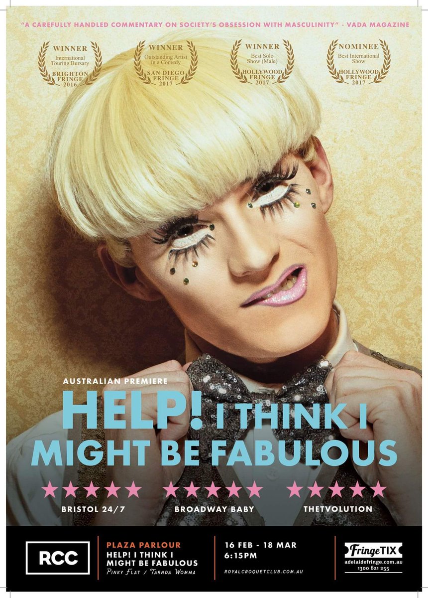 AlfieOrdinary's tweet photo. Tomorrow night is opening night at the @royalcroquetclub
Then every night at 6.30pm except Mondays and Tuesdays throughout the festival!
Tickets https://t.co/xvHxhbQCAT
#adlfringe #adlfringe2018 #glamadelaide #rcc #drag #adelaidedrag #adelaidefringefestival #adelaidefringe https://t.co/vVgelCH5q7