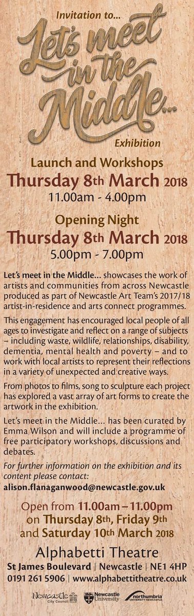 NewArtTeam's tweet photo. Come along one and all to see our ‘Let’s Meet in the Middle’ exhibition. Do join us for community art at it’s finest. @Alphabetti https://t.co/1FwodoEbiB