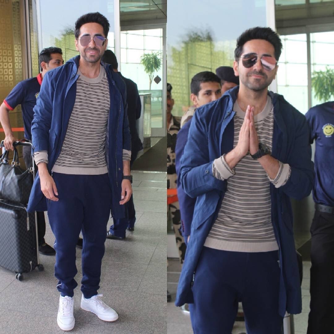 yrftalent's tweet photo. .@ayushmannk jet-settin’ off to the capital for his next schedule for #BadhaaiHo ~ lovin’ the sunnies 🕶 @CinemaPuraDesi @JungleePictures #Style #Movie #Celebrity #NextSchedule 🎬 https://t.co/r4Qs4AljGs