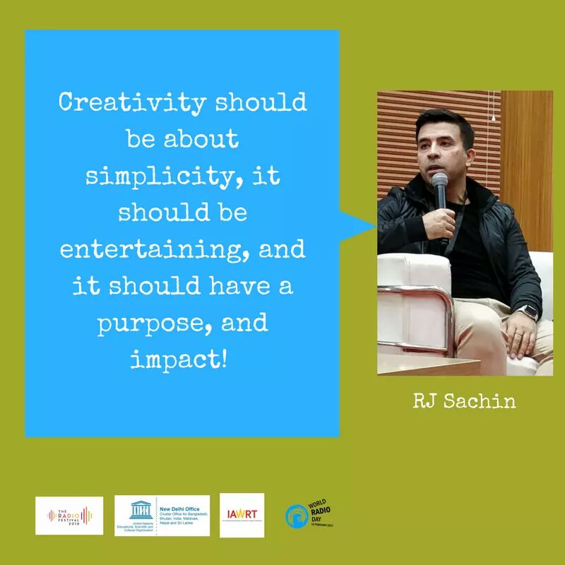 Everything from #radio programming to #communications must have #purpose! 

@rjsachindelhi of <a href="/RedFMIndia/">RedFMIndia</a> spoke about the importance of impact creation at <a href="/theradiofest/">TheRadioFestival</a>, and we are cheering!

#theradiofest #worldradioday #UNESCO World Radio Day #socialchange #Delhi