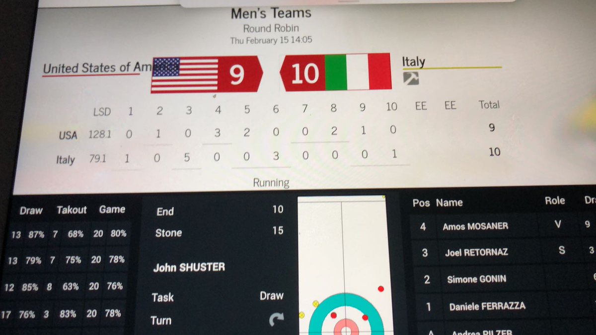 #PyeongChang2018 #curling Continua il sogno dell'Italia. Il quartetto azzurro batte in volata gli Stati Uniti 10-9 e accede alle semifinali