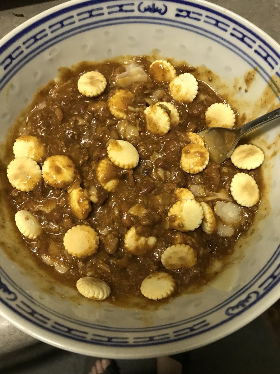 Nothing like a nice warm bowl of Texas bean chowder, with oyster crackers, on a cold night.