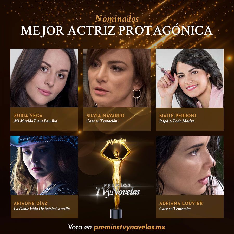 Canal_Estrellas's tweet photo. ¿Quién es tu favorita para ganar la categoría "Mejor Actriz Protagónica" de #PremiosTVyNovelas? ENTRA A: https://t.co/jJJLTUXQTU y vota por: @zuriavvega, @silvnavarro, @MaiteOficial, @AriDiazz, @adriana_louvier. https://t.co/IlRns9BRAv