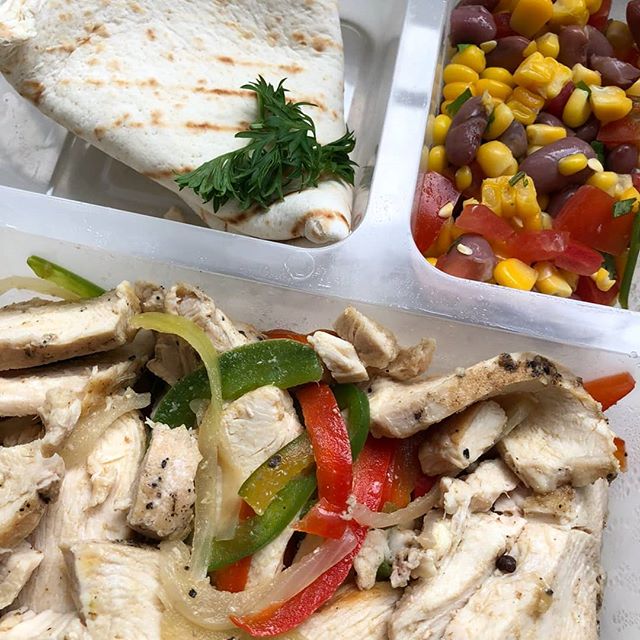 Grilled Chicken Fajitas with Tortilla &amp; Red Bean Salad
