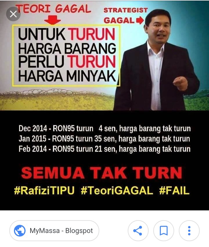 tunfaisal's tweet photo. Minyak turun 12 sen.. Terbukti Rafizi pembohong... https://t.co/tvA4z5rsFA