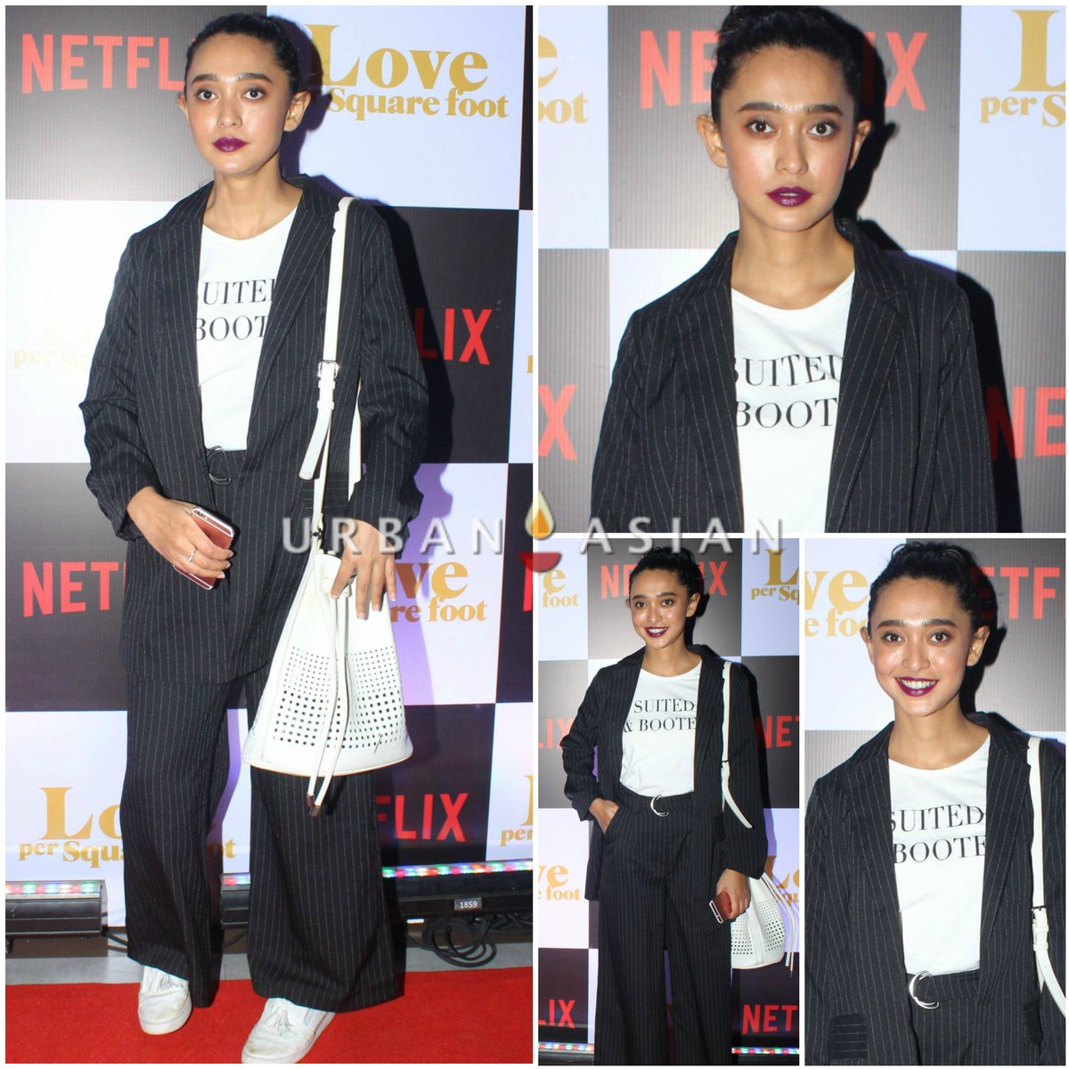 Doesn’t #SayaniGupta look amazing. She donned a black striped oversize blazer and leg pants with Suited &amp; Booted graphic Tee from <a href="/CoverStoryFSL/">Cover Story</a>.
#coverstoryfsl