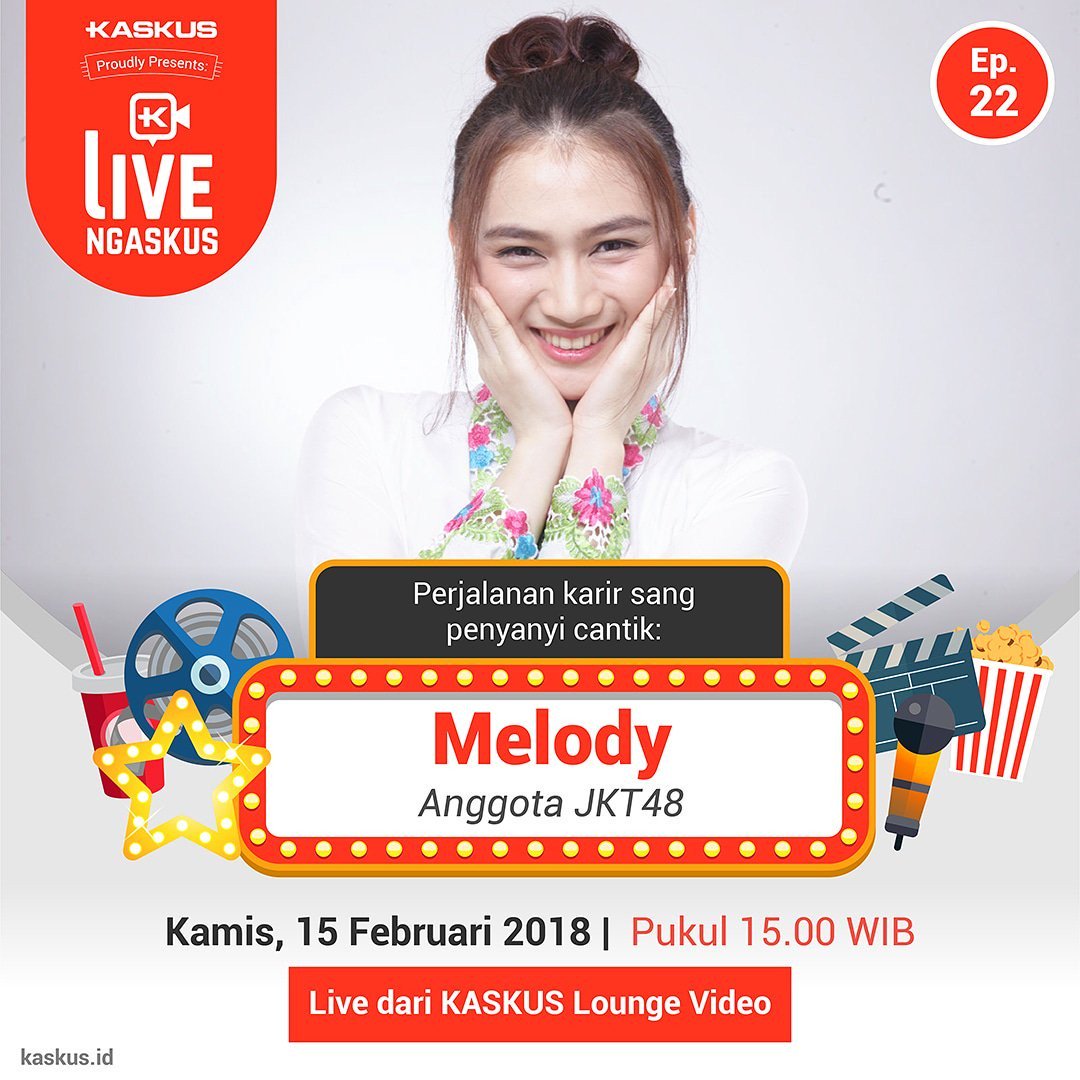 N_Reuploadtweet's tweet photo. officialJKT48 : Saksikan kehadiran @melodyJKT48 di @kaskus LIVE di Lounge Video hari ini di jam 15.00 WIB. Jangan sampai terlewat ya! https://t.co/YF5knSYzmf