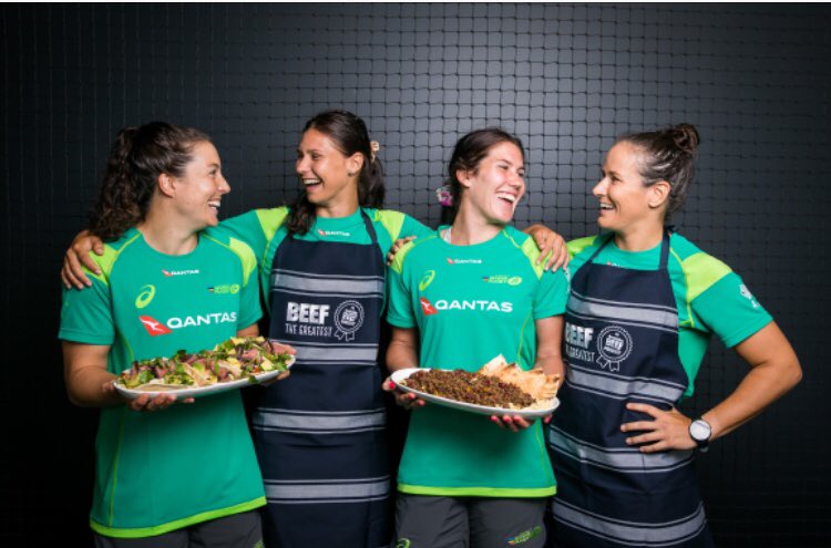 A few of my favourite things. My <a href="/Aussie7s/">Australia Sevens</a> teammates and delicious, nutritious beef. <a href="/AustralianBeef/">Australian Beef</a> #beefthegreatest