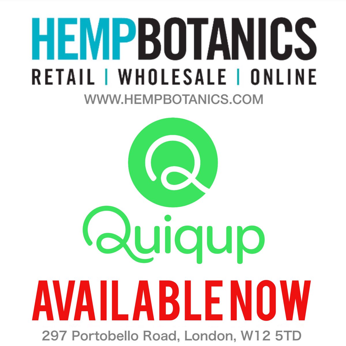 HempBotanics's tweet photo. We are extreamly proud to announce that @quiqup same day London delivery is now available via our website #Ilovehempbotanics #feedyourecs #hemp #delivery #quiqup #buysafe #cbd #cbdmovement #bestcbd #london #portobelloroad https://t.co/b7gsp9ghY9