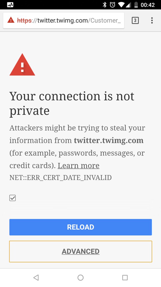 McAllisterWeb's tweet photo. Hey @TwitterBusiness, I got your email today to complete a survey, but it looks like you have an expired certificate (Feb 9th) on the site hosting the survey. Please let me know once it's replaced and I'll complete it. https://t.co/BD7GWRgPNE