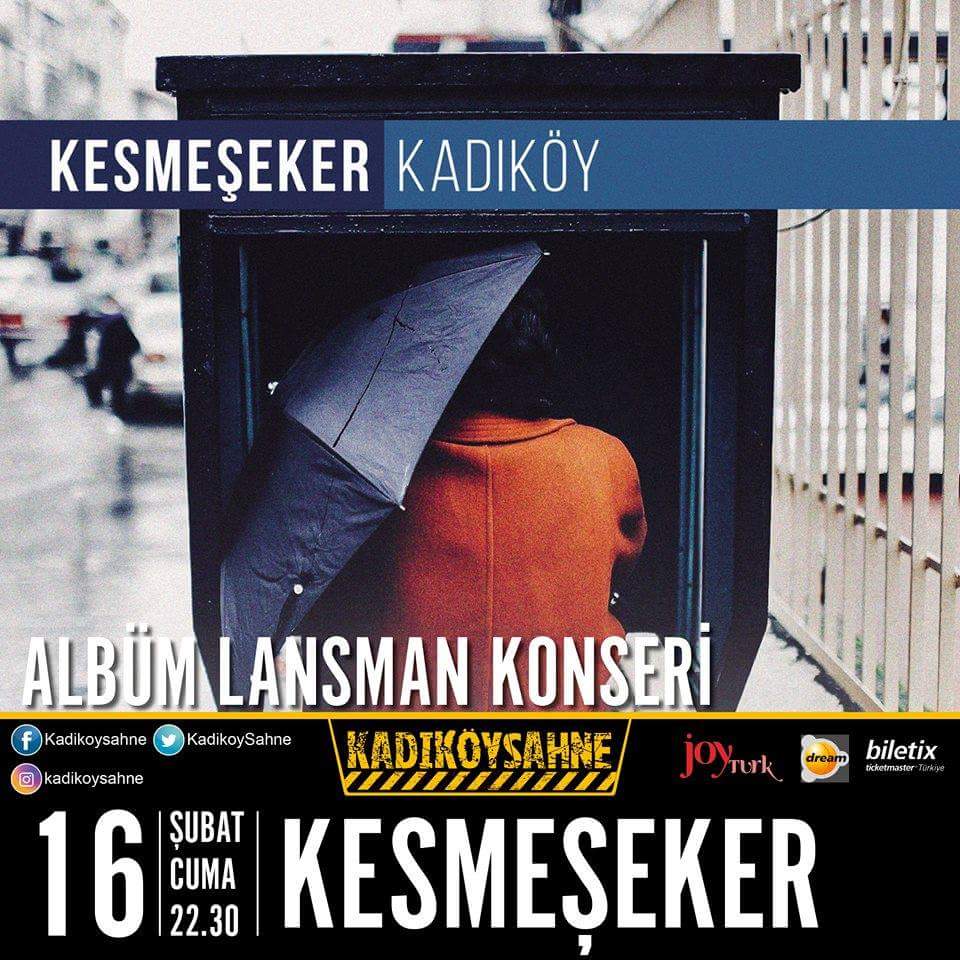 kesmesekerorg's tweet photo. Yeni albümden şarkılar, Kesmeşeker külliyatıyla birlikte ilk kez yarın @KadikoySahne ‘de!

Cenk Taner: Vokal, gitar
Cihan Tanrıverdi: Gitar
Canay Cengen: Bas gitar
Gökhan Özcan: Davul

Klavyede Özgür Ulusoy ve
İlkay Özboyar...

https://t.co/jQKcbT6Y4w https://t.co/HHXv2yDHcz