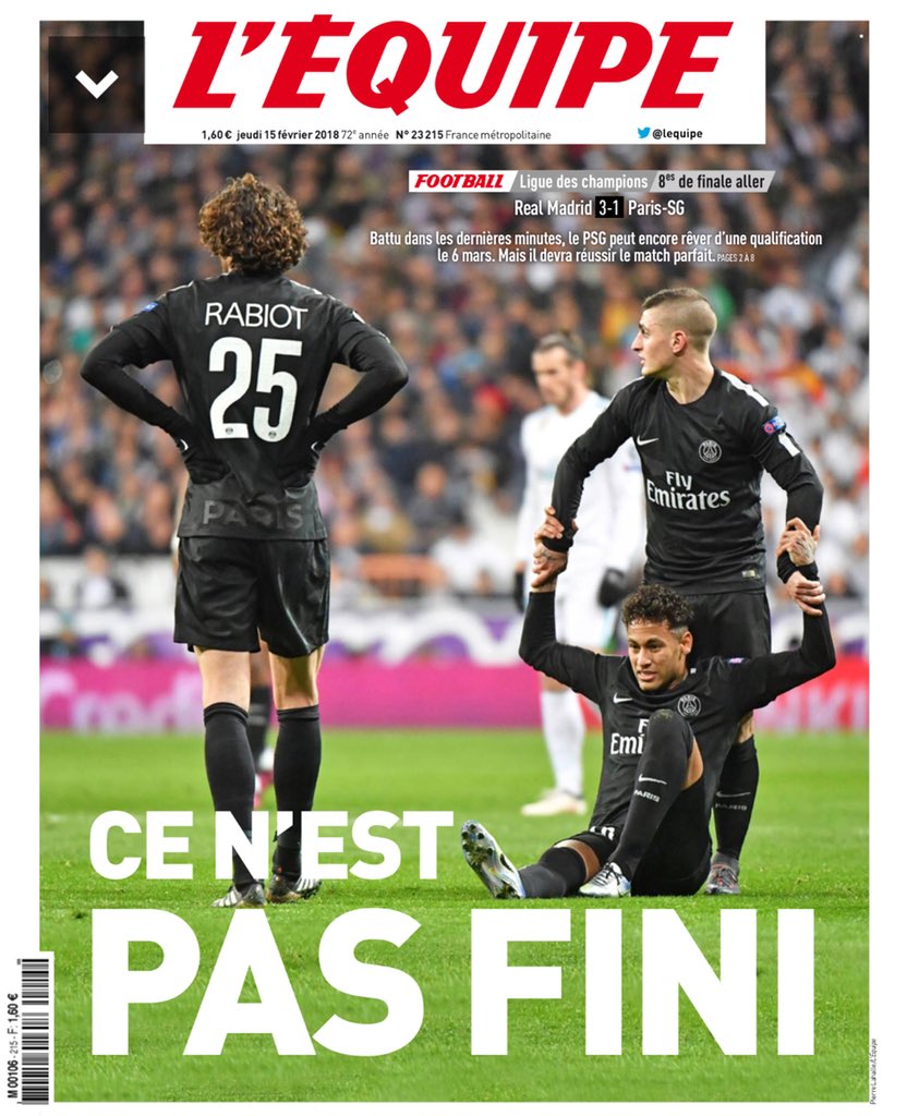 Footballogue's tweet image. [#LDC🏆] La Une du jour de L’Equipe