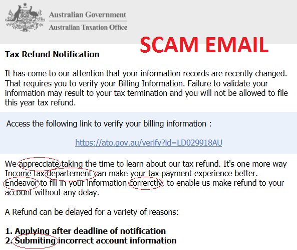 Scam email containing the following message: 'It has come to our attention that your information records are recently changed. That requires you to verify your Billing Information....'