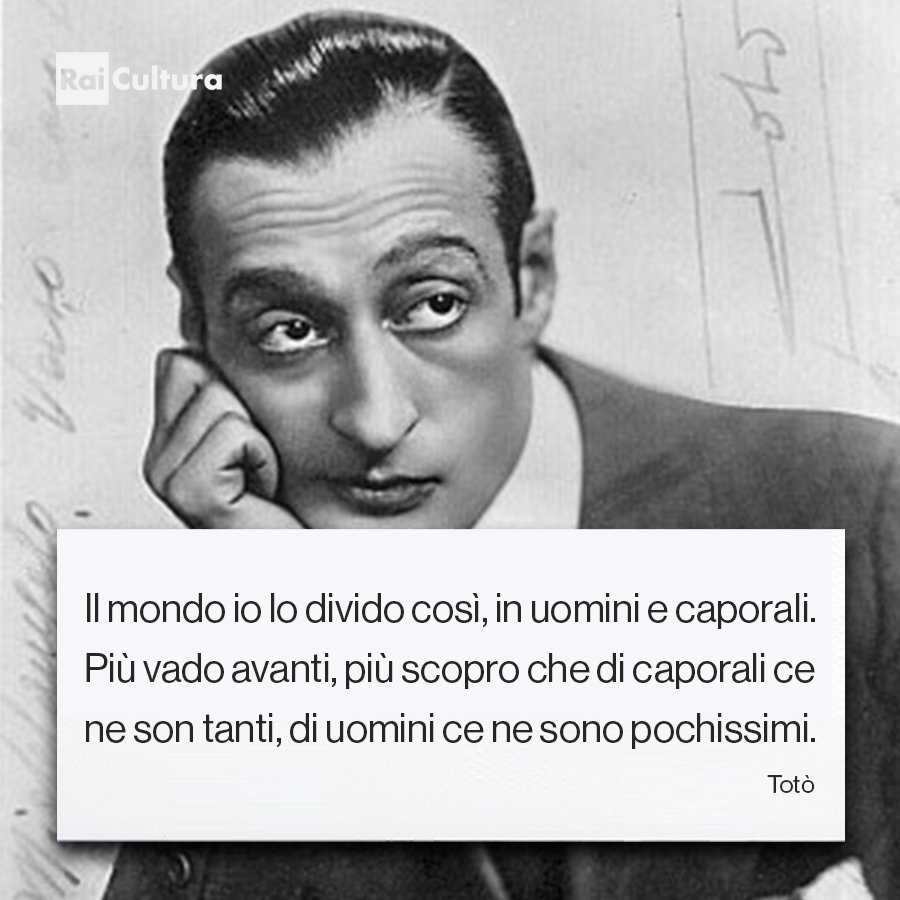 RaiCultura's tweet photo. Il #15febbraio del 1898 nasceva il #Principe della risata. 
Fu drammaturgo, poeta, paroliere, compositore, cantante. Soprattutto, attore simbolo della comicità. Buon compleanno #Totò! https://t.co/M3cxEvCQpb