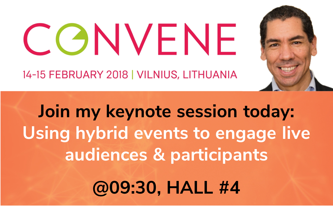 JohnShocklogic's tweet photo. Good morning #CONVENE2018! My keynote session on hybrid events begins shortly, join me! @CONVENEVILNIUS #eventprofs https://t.co/wmINY5MQfN