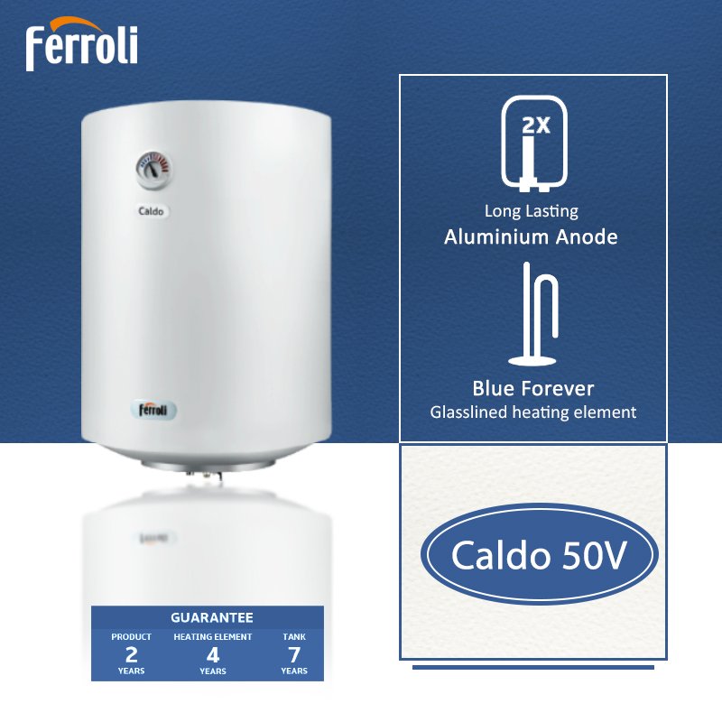 FerroliIndia's tweet photo. The Caldo V 50 water heater is designed to ensure years of safe, reliable usage. This BEE 5-star rated product is fitted with Environmentally Friendly CFC Free Insulation and features a Hi-Tech Capillary Thermostat &amp; Cutout to provide you with additional safety!

#Ferroli https://t.co/5NPHTIzVQy
