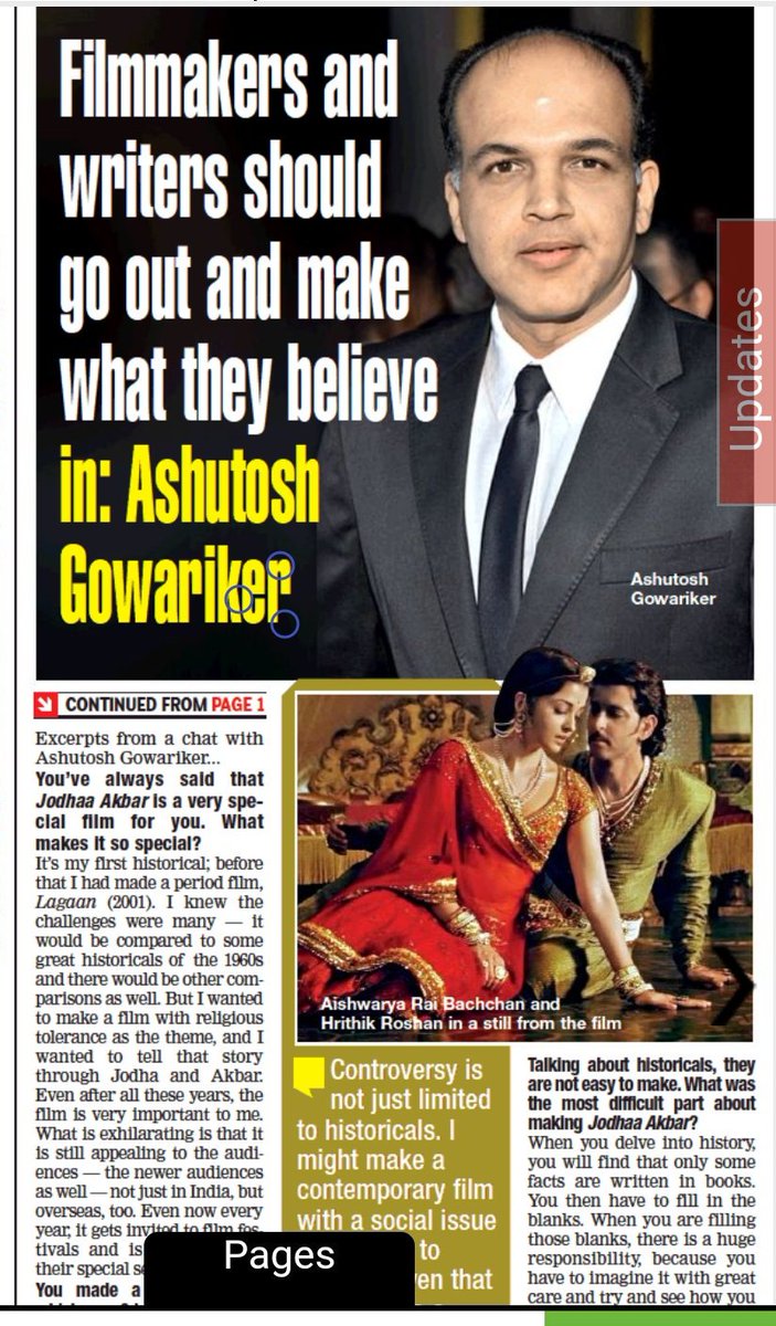 amit_AishGang's tweet photo. From today's TOI, 
10 Years of Jodhaa Akbar 😍

"#AishwaryaRaiBachchan &amp; @iHrithik were always the first choices to play Jodhaa &amp; Akbar" - @AshGowariker https://t.co/YOSI8u035f