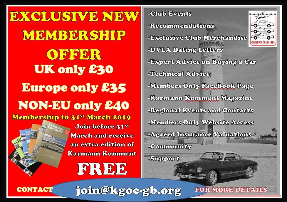 kgocgb's tweet photo. New membership joining offer. Join before the 31st of March and start receiving all of the clubs benefits instantly. Offer includes the current Karmann Komment!! https://t.co/SS5TykfvpG
