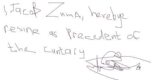 KoneyM's tweet photo. Here is Jacob Zuma' s resignation letter 😂😂😂👍...#ZumaHasFallen https://t.co/gqU94pgj1A