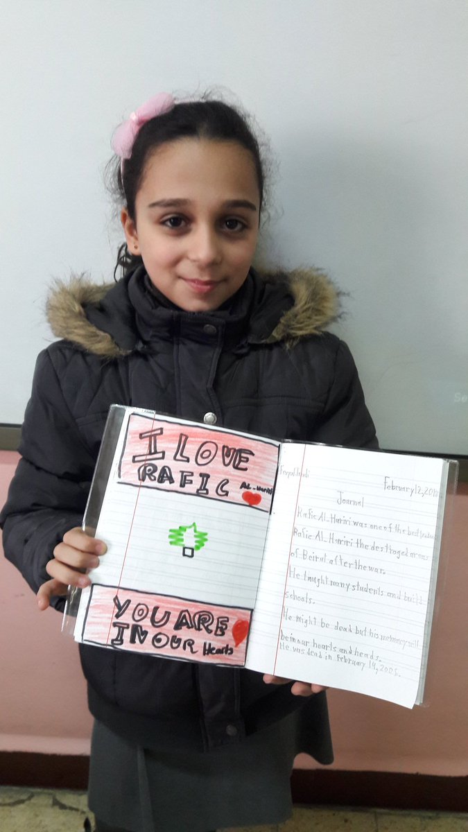 ghinahosna's tweet photo. Showing love, respect and honor to the great leader #his memory will always be in our minds #Rafic Hariri #gr3 @MakAishaSchool https://t.co/T14s3hJVTz