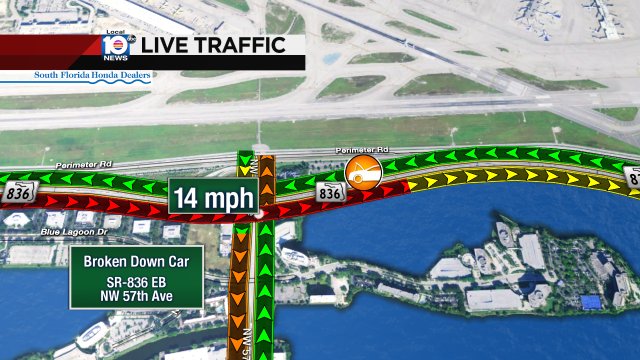 Broken down car on SR-836 EB at NW 57th Ave #traffic https://t.co/hyhIPTPYOx