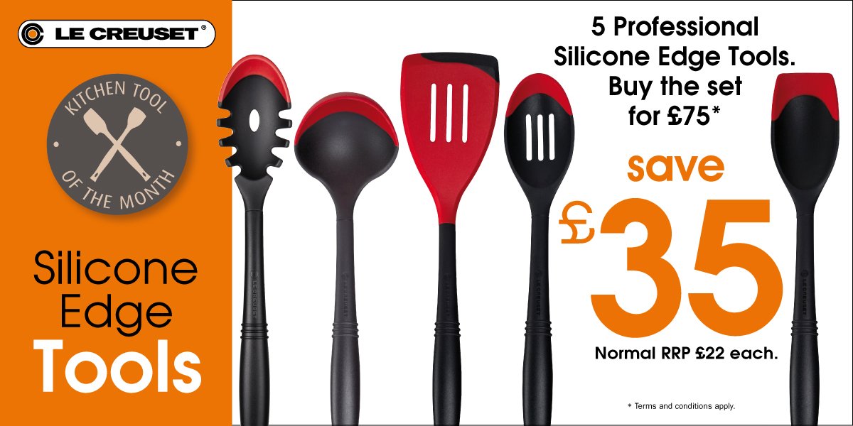 LeCreusetUK's tweet photo. Accessorise your cookware with our Professional Silicone Edge Set. Ideal as gift for a budding chef or just as a treat for yourself, it will ensure you have a tool for every task: https://t.co/MkxhdQpeTs #kitchenaccessories #toolofthemonth #giftset #kitchentoolset https://t.co/SqmADj5616