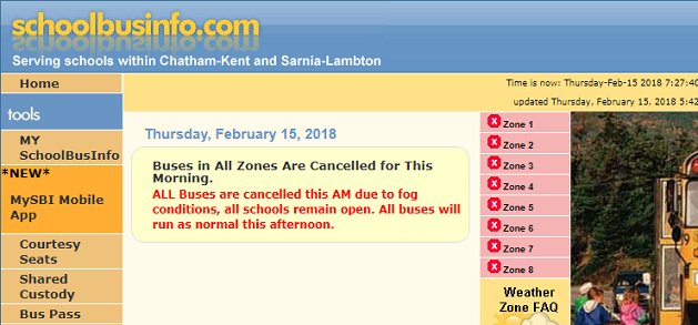 ICYMI: Fog has forced the cancellation of morning school buses in ALL ZONES Thursday. blackburnnews.com/sarnia/sarnia-… https://t.co/X36fDzJWa6
