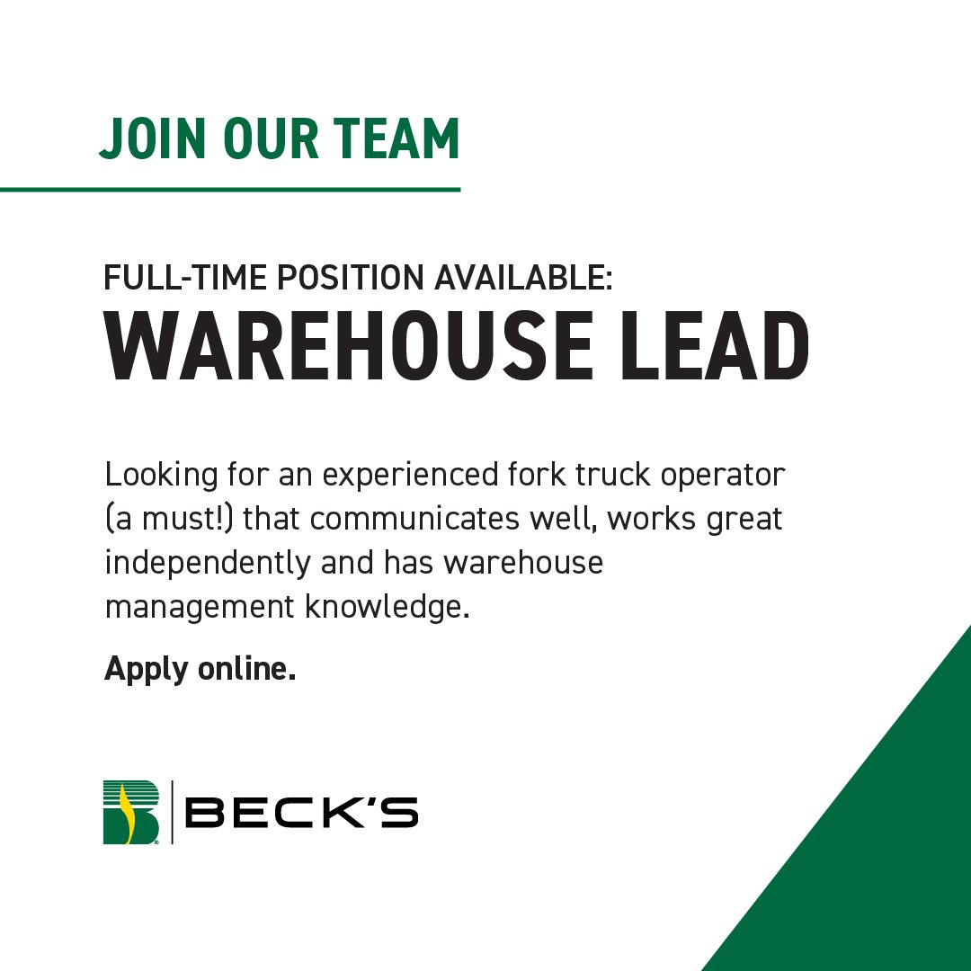 Now hiring in Henderson, Kentucky!!!!  
Do you 
-want to help farmers succeed?✔
-have experience operating a fork truck?✔ 
-live in or near Henderson, KY?✔
You could be the new teammate we need!!!

Apply online: bddy.me/2C1bHC7