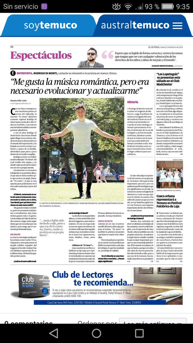 RodrigoDiMonti's tweet photo. Linda Entrevista @AustralTemuco muchas gracias a tan importante medio regional #TuAmor https://t.co/VkeaNm6hCp