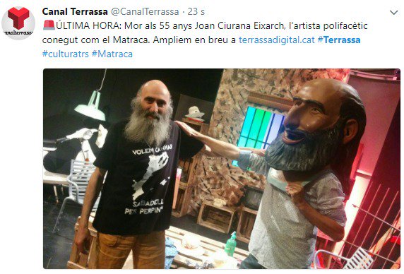 laxemeneiaTRS's tweet photo. I #Terrassa, ja no va tornar a ser la mateixa.
DEP Matraca. https://t.co/pLYSYCsHqm