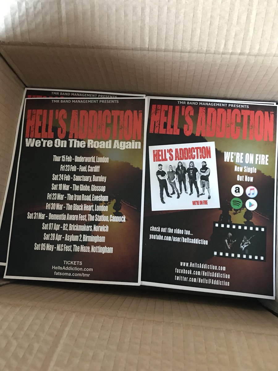 Hell's Addiction (@hells_addiction) on Twitter photo Flyers for the New Single and Tour dates have arrived! We will be handing them out later at <a href="/TheUnderworld/">The Underworld</a>! #NewSingle #Tour #Camden #Rock #RT. Flyers for the New Single and Tour dates have arrived! We will be handing them out later at <a href="/TheUnderworld/">The Underworld</a>! #NewSingle #Tour #Camden #Rock #RT.