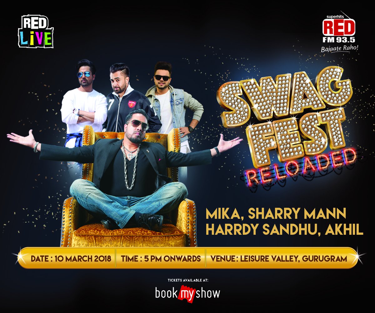 RedFMIndia's tweet photo. Get ready for an unforgettable night of fun and bhangra with the best Punjabi performers! Catch @MikaSingh , @iSharryMann @HARRDYSANDHU & @akhilofficial01 live at #SwagFestRELOADED ! Tickets available at: https://t.co/XoeGAuZWYM
#MikaSingh #SharryMann #HardySandhu #Akhil https://t.co/3u1dl7HvAA