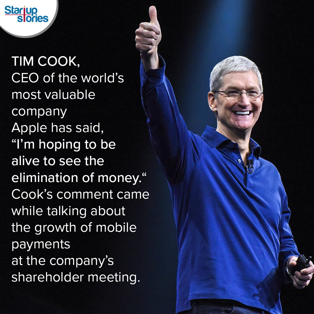 stories_startup's tweet photo. Hoping to be alive to see elimination of money!
#StartupStories #TimCook #TimCookCEO #Apple #MobilePayments https://t.co/oHbNVi20Zh