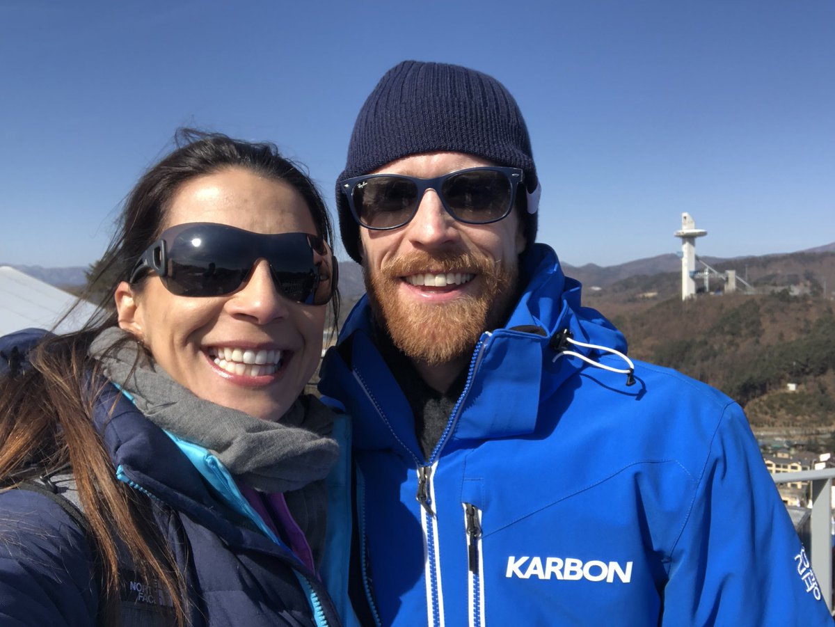 shelleyrudman's tweet photo. Bumped into good skeleton friend @jonmonty up at the track today! Gold medallist from Vancouver 2010. #Skeleton #Skeletonfamily #pyeongchang2018 #korea https://t.co/zO4OB5okvb